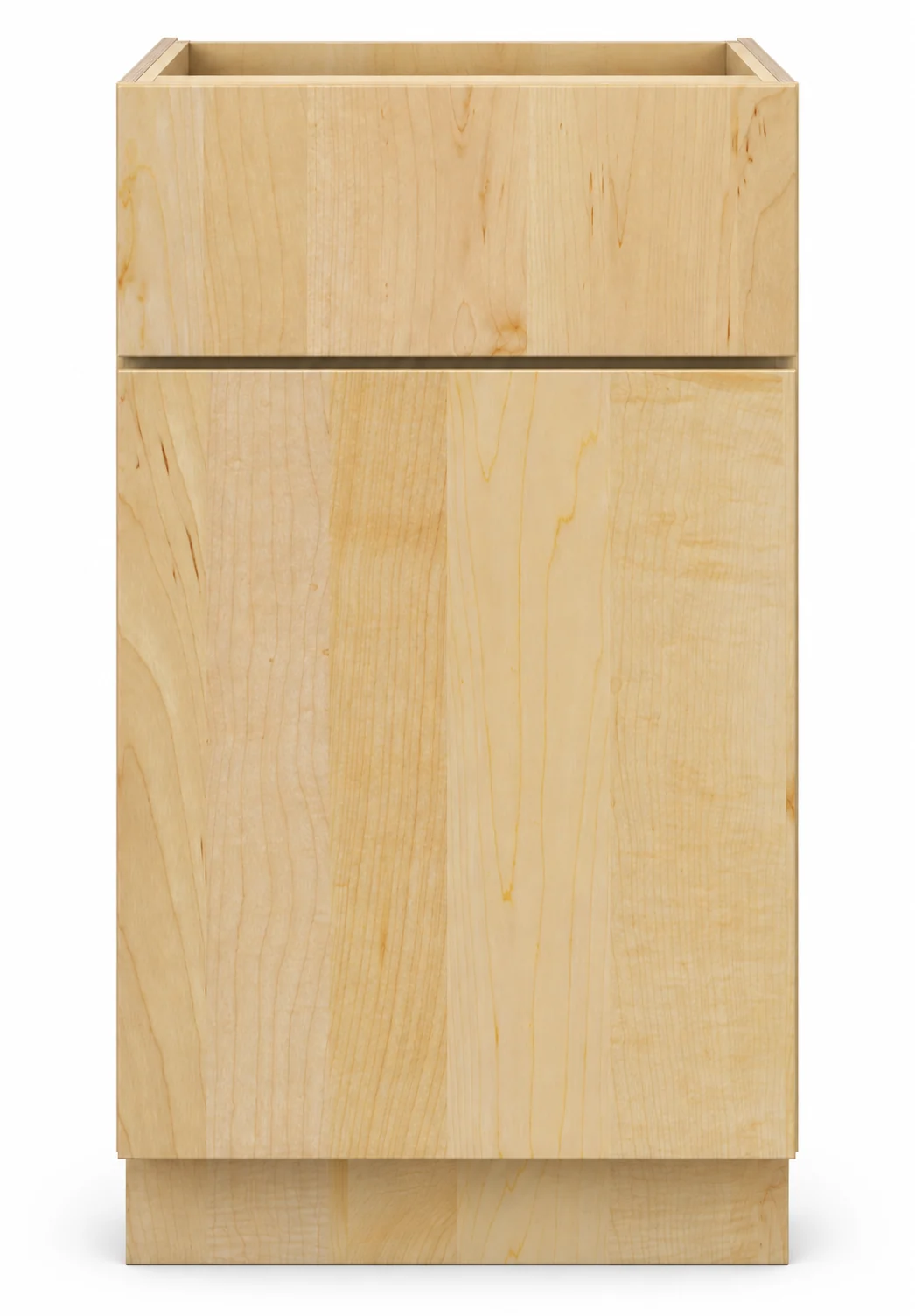 Maple Natural slab full-overlay base cabinet concept render